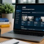 Learning Management System (LMS) dashboard displaying employee training courses, compliance learning, certification tracking, and workforce development analytics.