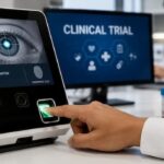 Biometric patient verification in clinical trials using iris scan and fingerprint authentication for secure participant identification and clinical research compliance.