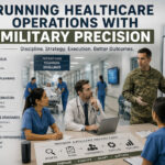 Image Alt text: Hospital operations dashboard showing patient flow and capacity, representing running healthcare operations with military precision